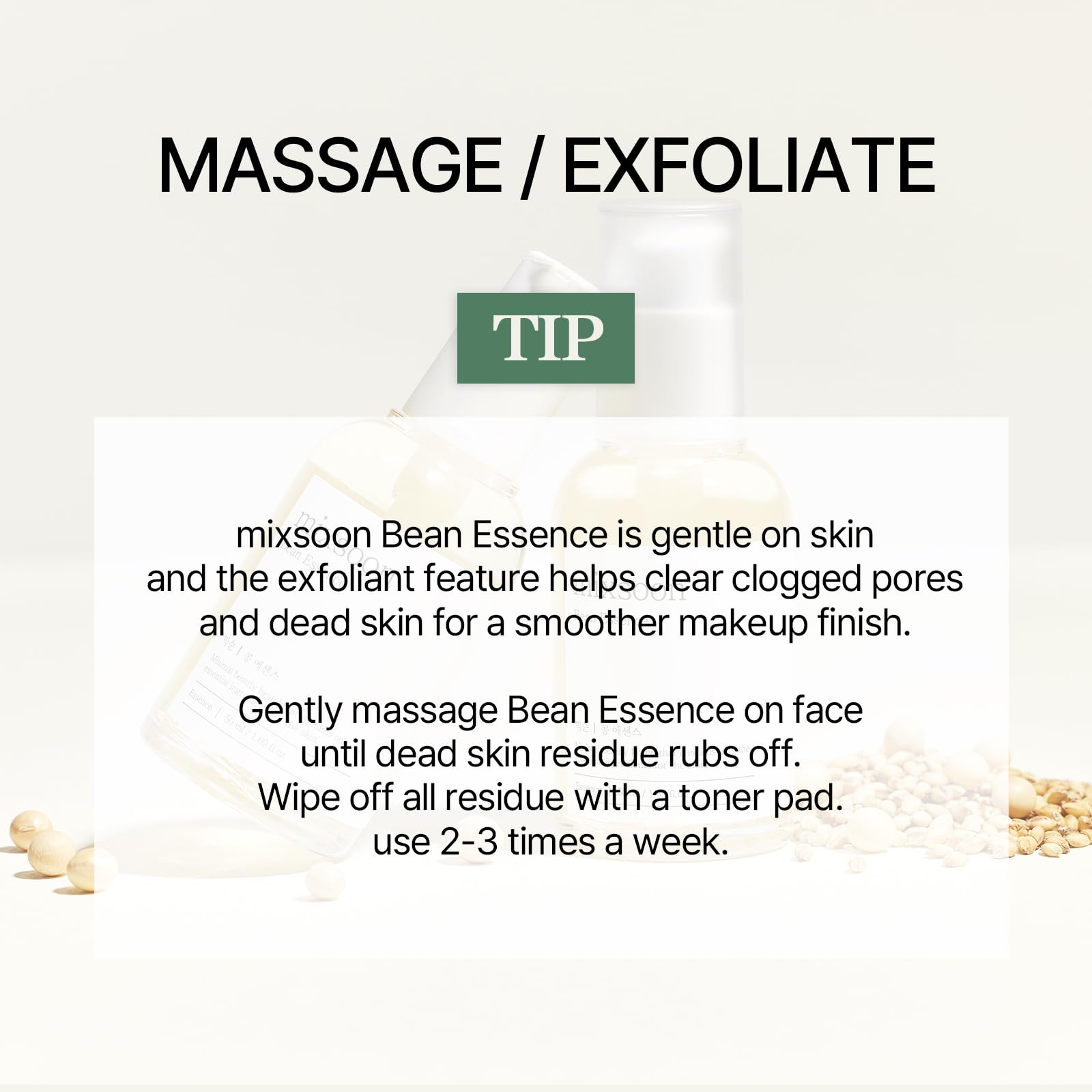 mixsoon Bean Essence Korean Skin Care, Gentle AHA Exfoliating Essence for Glass Skin Glow, Hydrating Face Serum with Fermented Bean, Smooth Skin, 30ml / 1.01 fl.oz. Korean Glass Skin Care