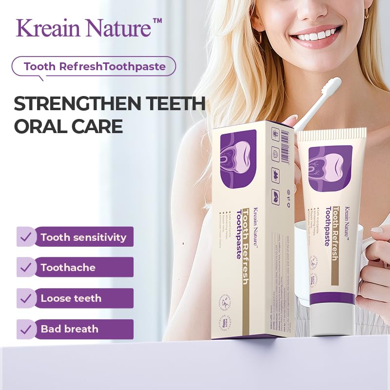 Kreain Nature Tooth Refresh Toothpaste, Fluoride-Free, 2 Pack