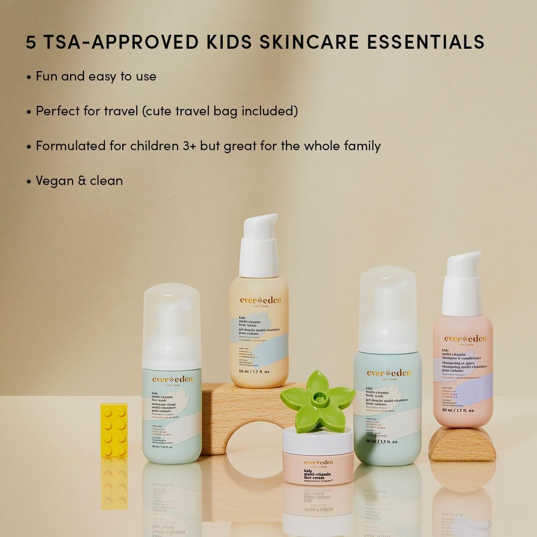 Evereden Kids Travel Set, 5-Piece Skin, Hair & Body Care, TSA-Friendly – close-up detail
