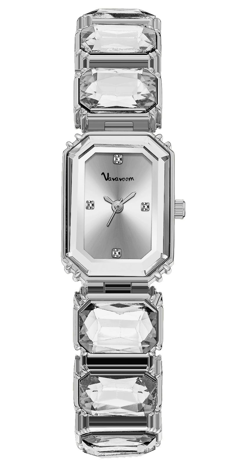 HUNRUY Luxury Womens Diamond Watch Octagonal Crystal Bracelets Wristwatch – Silver