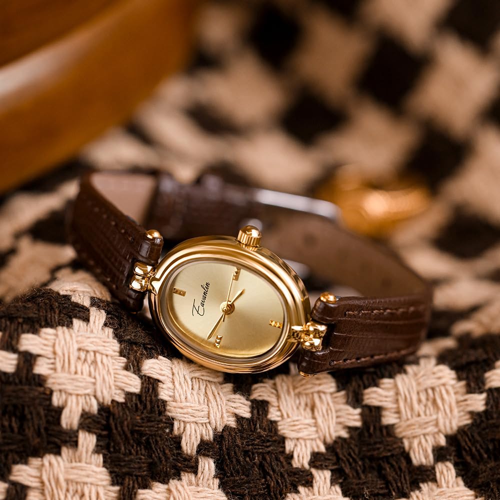CARLIEN Women's Vintage Fashion Small Gold Oval Quartz Watches