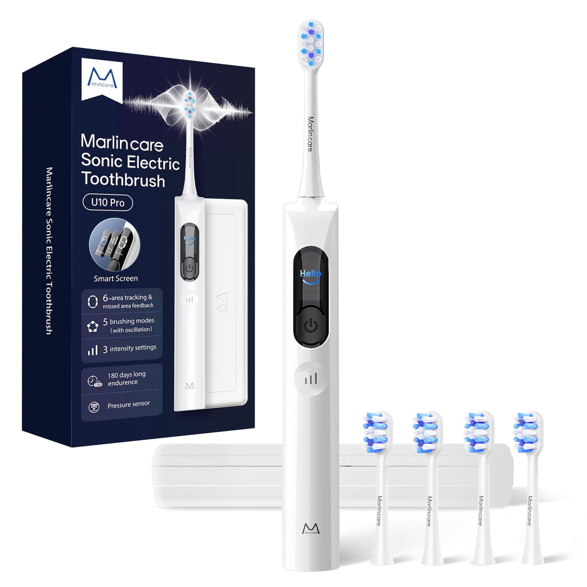 Electric Toothbrush with Pressure Sensor White - Marlincare Official Imagery - 1