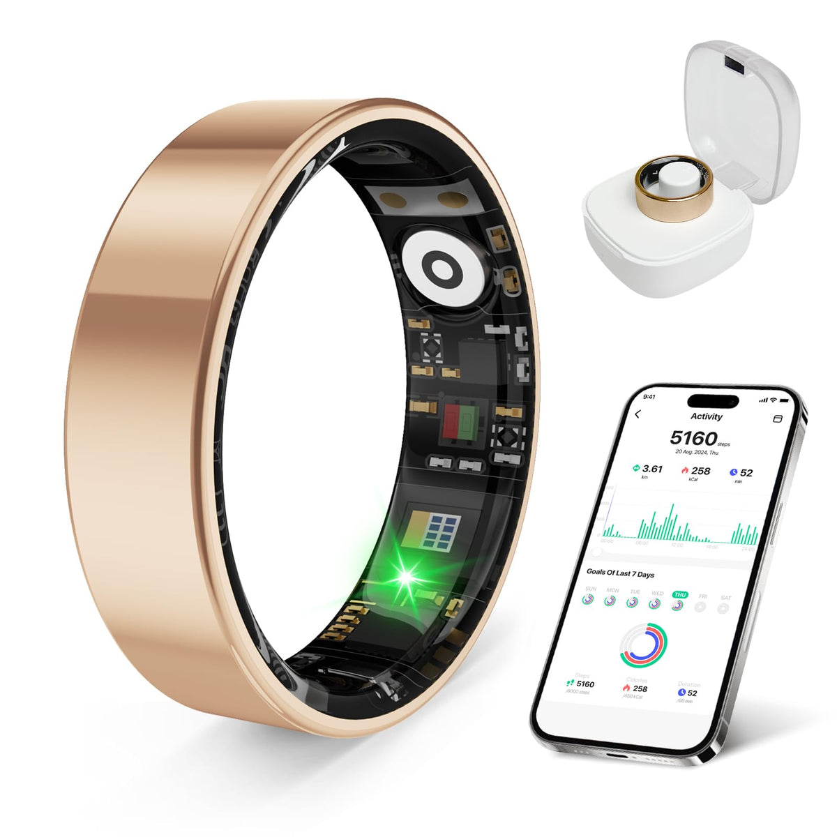 prxxhri 2026 Smart Ring New Health Tracker, IP68 Waterproof, iOS/Android Compatible, Sleep, Exercise & Health Monitoring