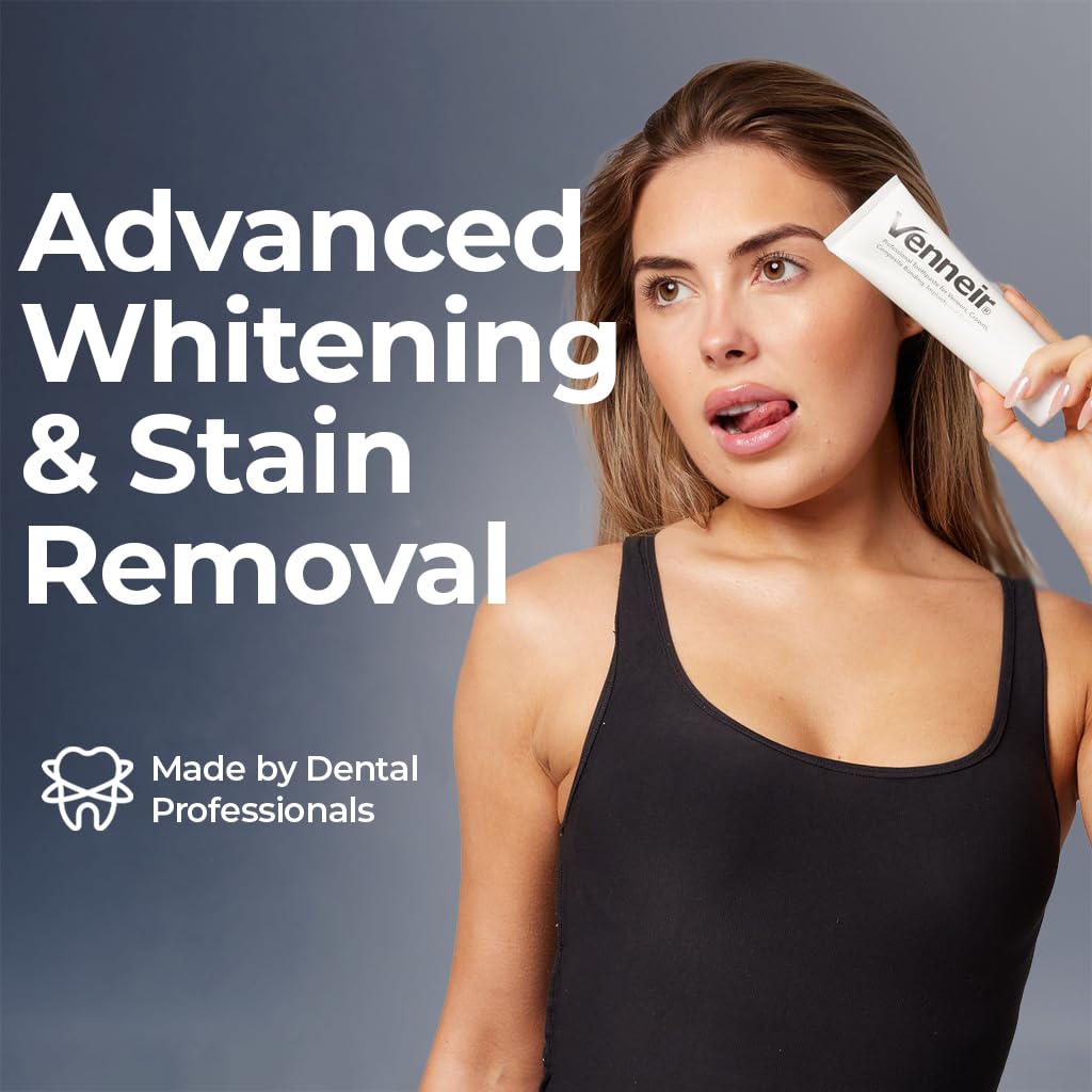 Venneir® Professional Toothpaste for Veneers, Implants, Bondings, Crowns & Sensitive Teeth — Stain Removing, Whitening, Natural, SLS Free, Pro Enamel Repair