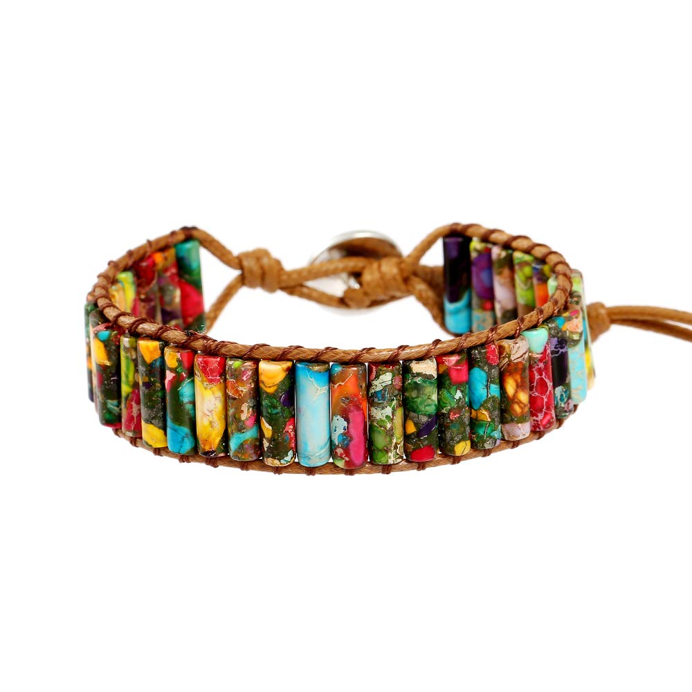 Plumiss Wrap Bracelets for Women, Natural Stone Boho Leather Jewelry Gift – packaging and label