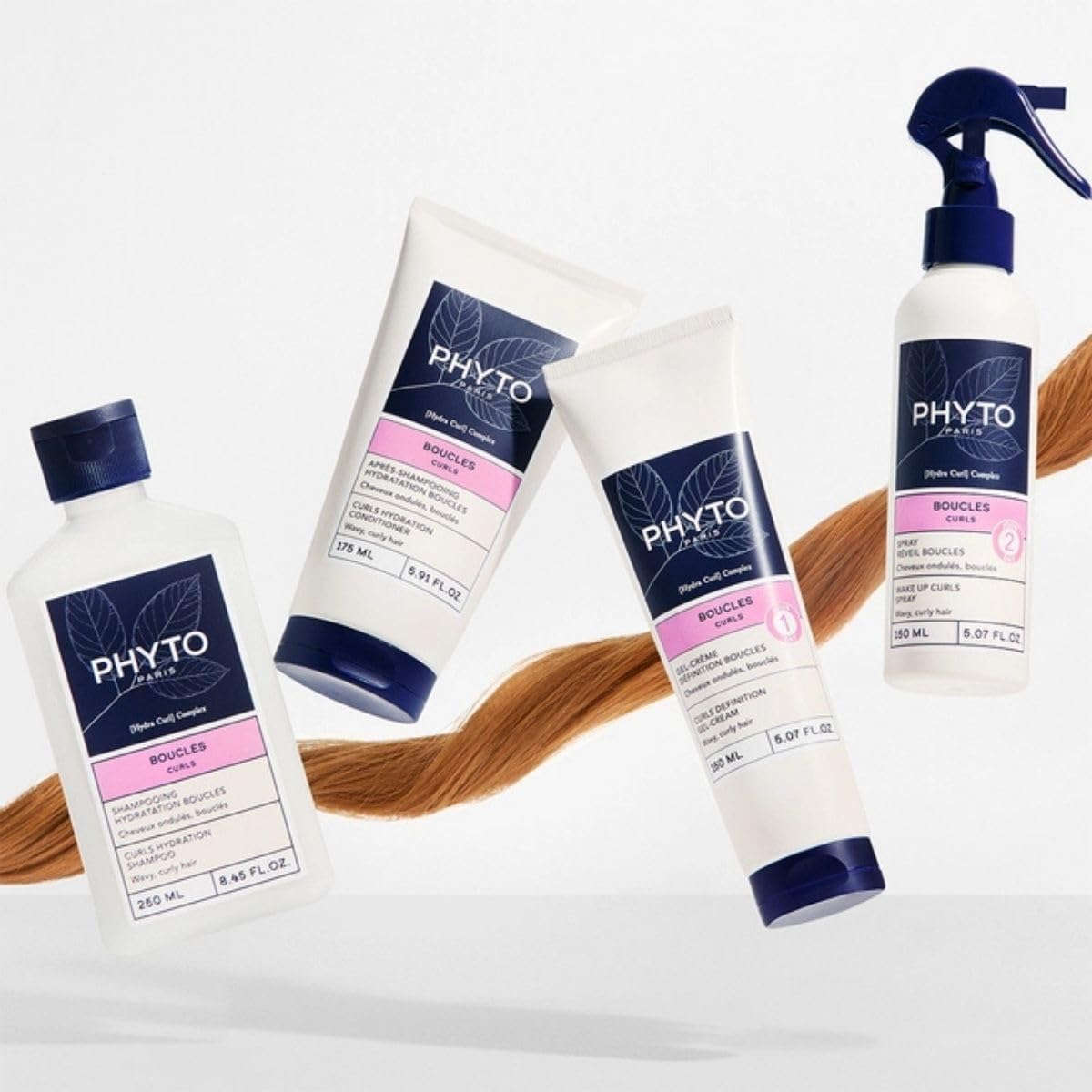 PHYTO Curls Hydration Shampoo for Wavy & Curly Hair (Type 2A–3A) | Sulfate-Free, Silicone-Free | Hydrates & Defines Curls | Made in France | 8.45 fl oz