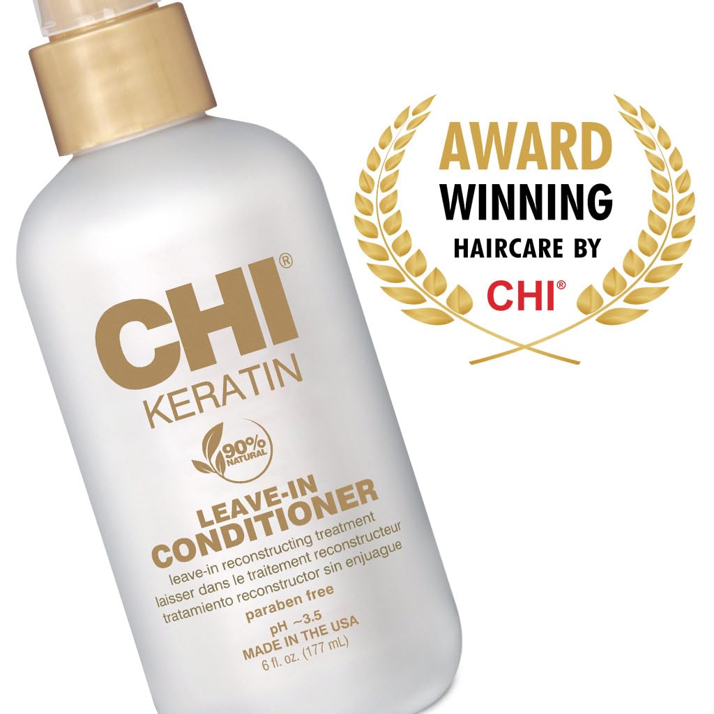 CHI Keratin Leave-in Conditioner, Hydrating Conditioner For Restoring Softness & Preventing Breakage, Great For Daily Use, Sulfate-free, 6 Oz (Pack of 2)