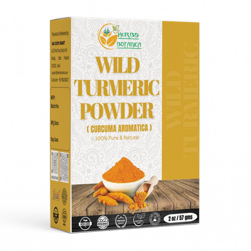 Herbs Botanica Wild Turmeric Powder 100% Pure & Natural Kasturi - Product Imagery