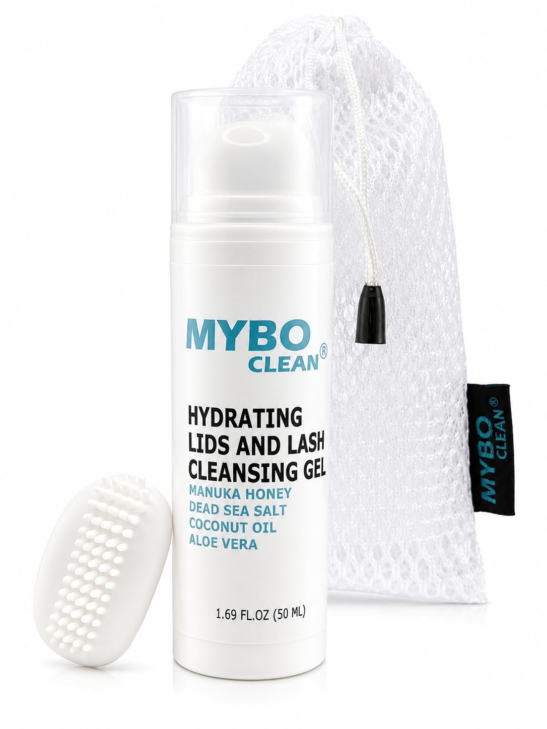 Myboclean Mybo Clean Eyelid Cleansing Brush for Sensitive Skin (1 Pc) + Hydrating Lids and Lash Cleansing Gel (1Pc) + Tr