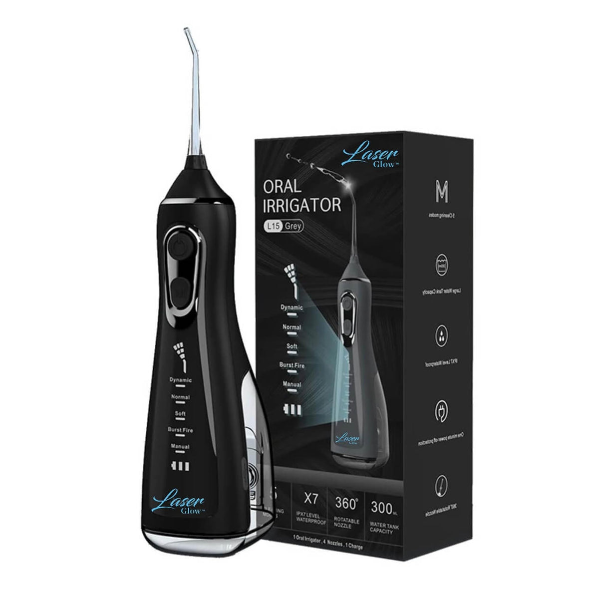 LaserGlow Cordless Water Flosser with LCD Screen 5 Cleaning - Laser Glow Official Imagery - 2