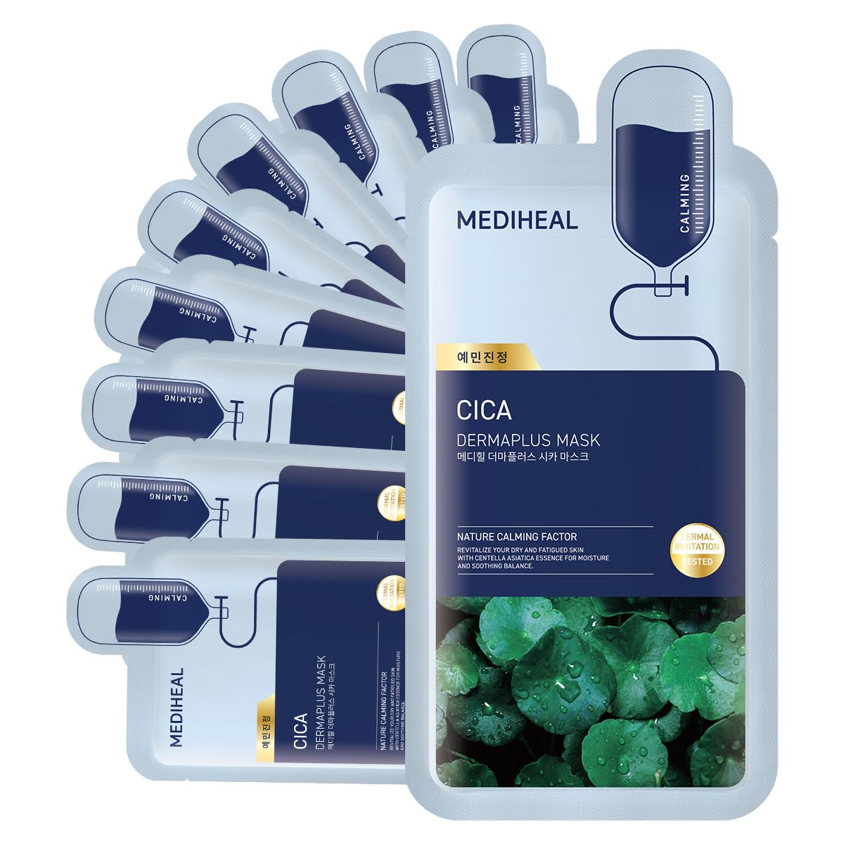 MEDIHEAL Dermaplus Cica Daily Calming Mask (10ea) - Product Imagery
