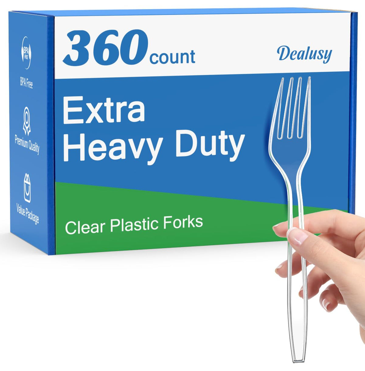 Dealusy 360 Count Extra Heavy Duty Clear Plastic Forks Disposable – Clear Clear Clear Clear Clear, Plastic