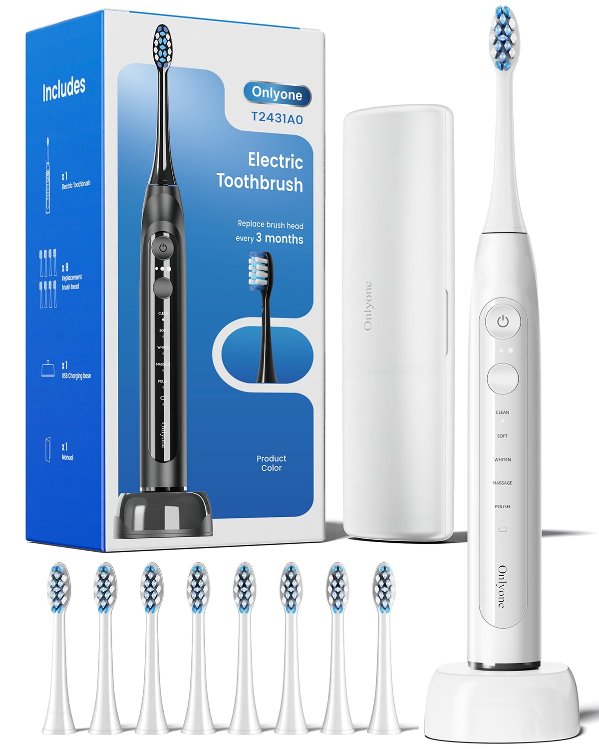Onlyone Electric Toothbrush for Adults, Rechargeable Electric - Product Imagery