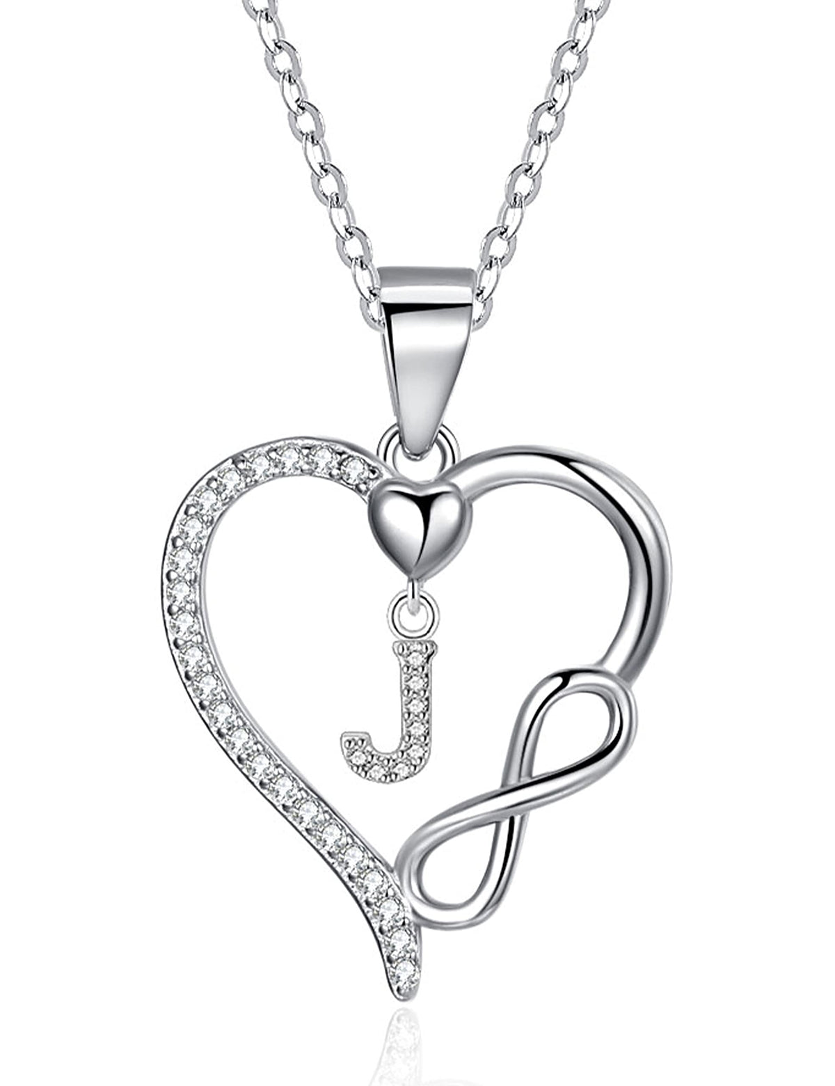 ITS4YEO 925 Sterling Silver Infinity Heart Initial Necklace for Women, Letter A-Z – product photo (Pendant Necklaces)