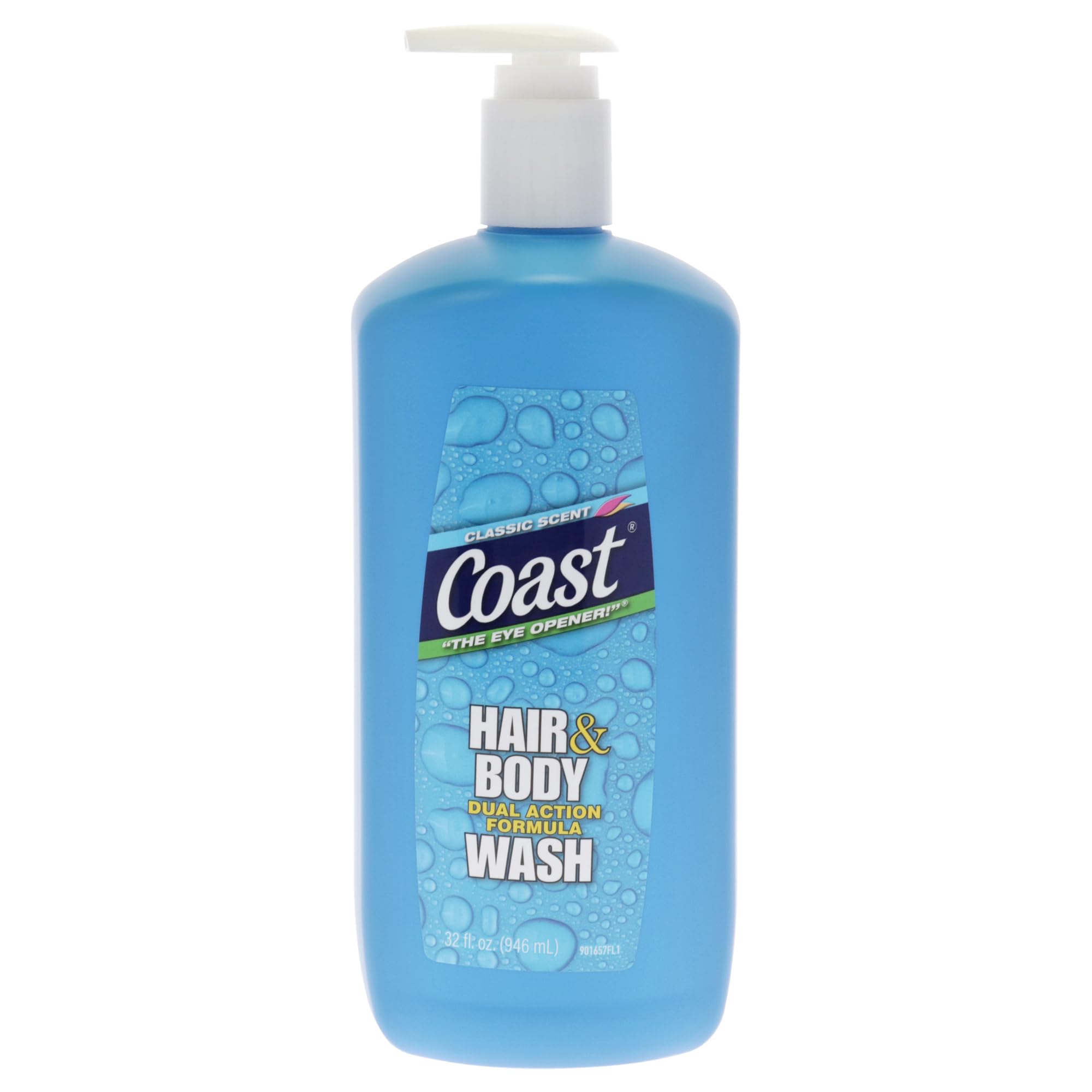 Coast 2-in-1 hair and body wash with rich foam and clean rinse, 18 oz, free from parabens and phthalates, dual-action skin cleanser.
