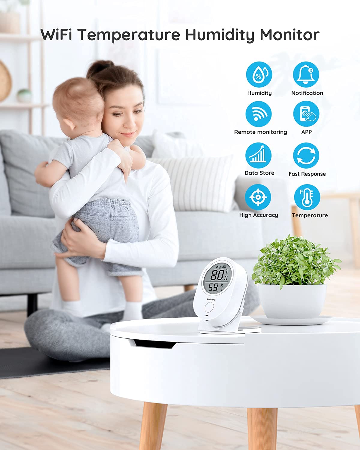 Govee Smart WiFi Thermometer Hygrometer H5051 Indoor with LCD & App Alert – product photo (Indoor Thermometers)