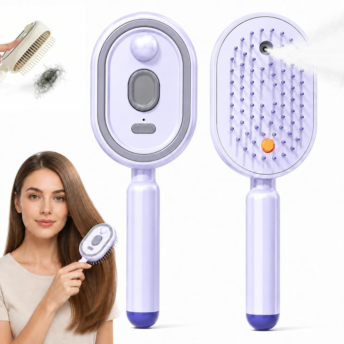 AULCTR 2026 New Electric Steam Brush for Hair, Upgrade Rechargeable 3 in 1 Self Cleaning Hair Brush with Water Spray, El