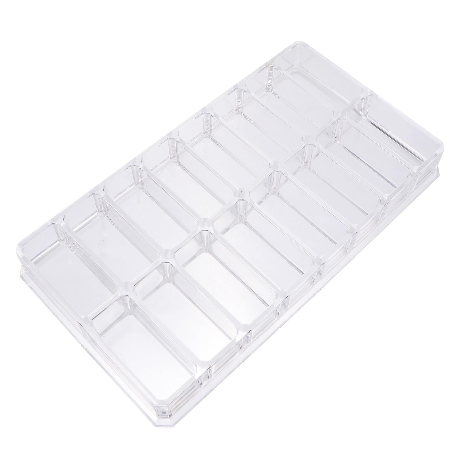 VILLCASE acrylic makeup storage caddy with 16 compartments for blush, eyeshadow, and cosmetics, ideal for vanity and travel.