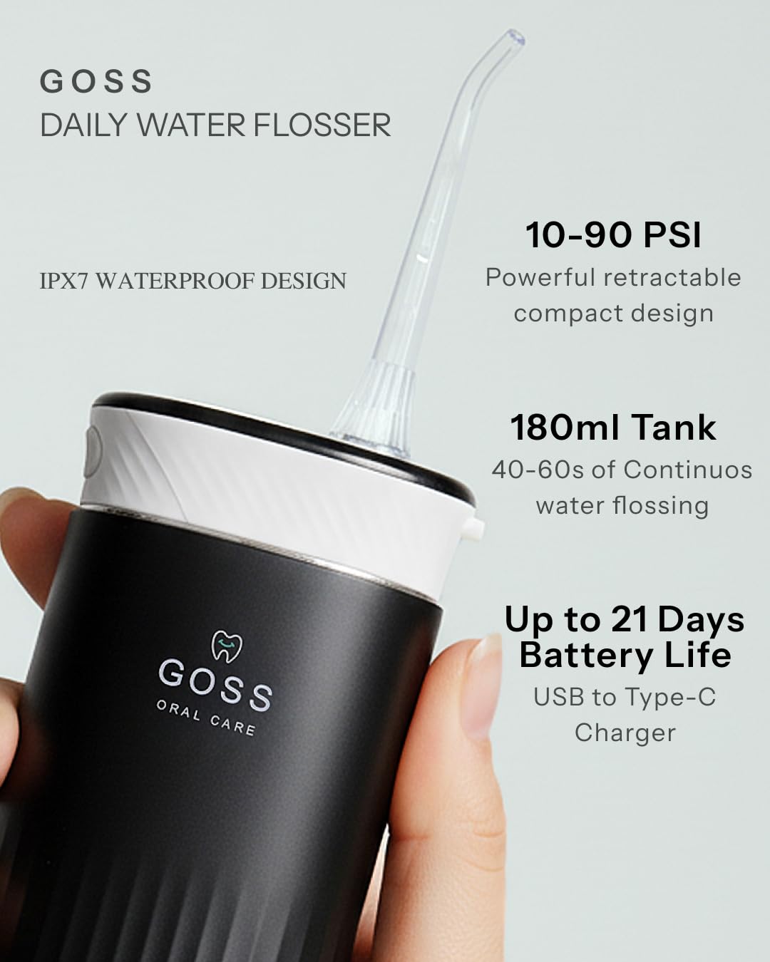 GOSS Oral Care Portable Water Flosser for Teeth Cleaning - Premium Selection Official Imagery - 6