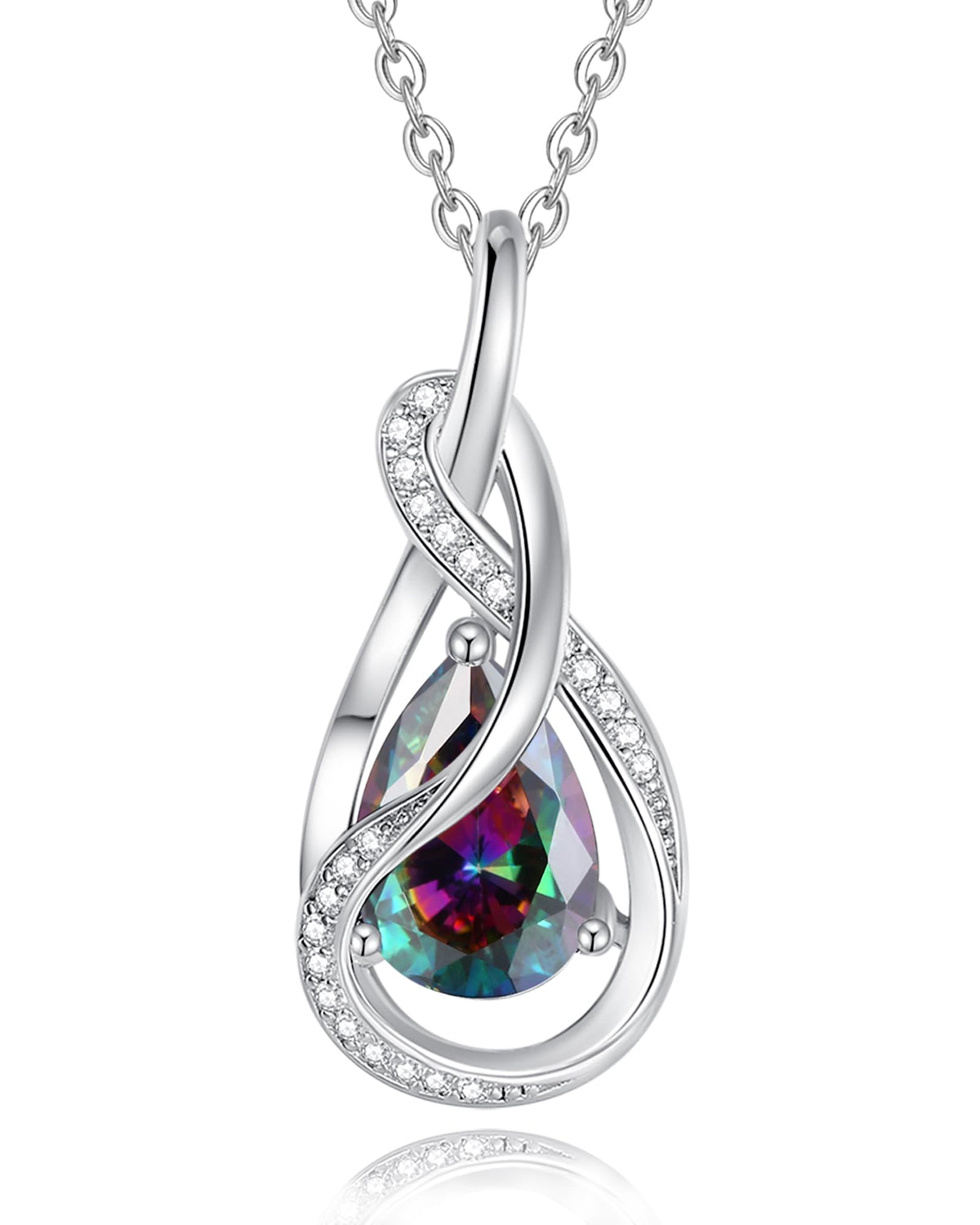 FANCIME TimelessTie Birthstone Necklace Ribbon Design Pendant For Women – product photo (Pendant Necklaces)