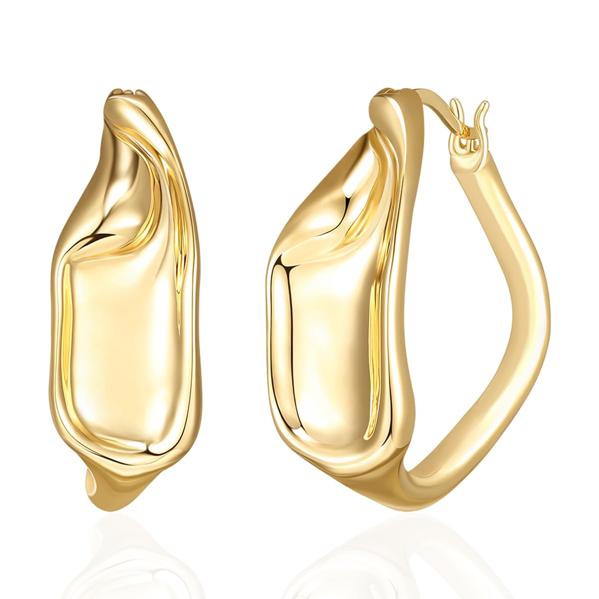 MISS MIMI BY ELAINE J MISS MIMI Sculptural Huggie Hoop Earrings for Women Minimalist Jewelry – product photo (Hoop)