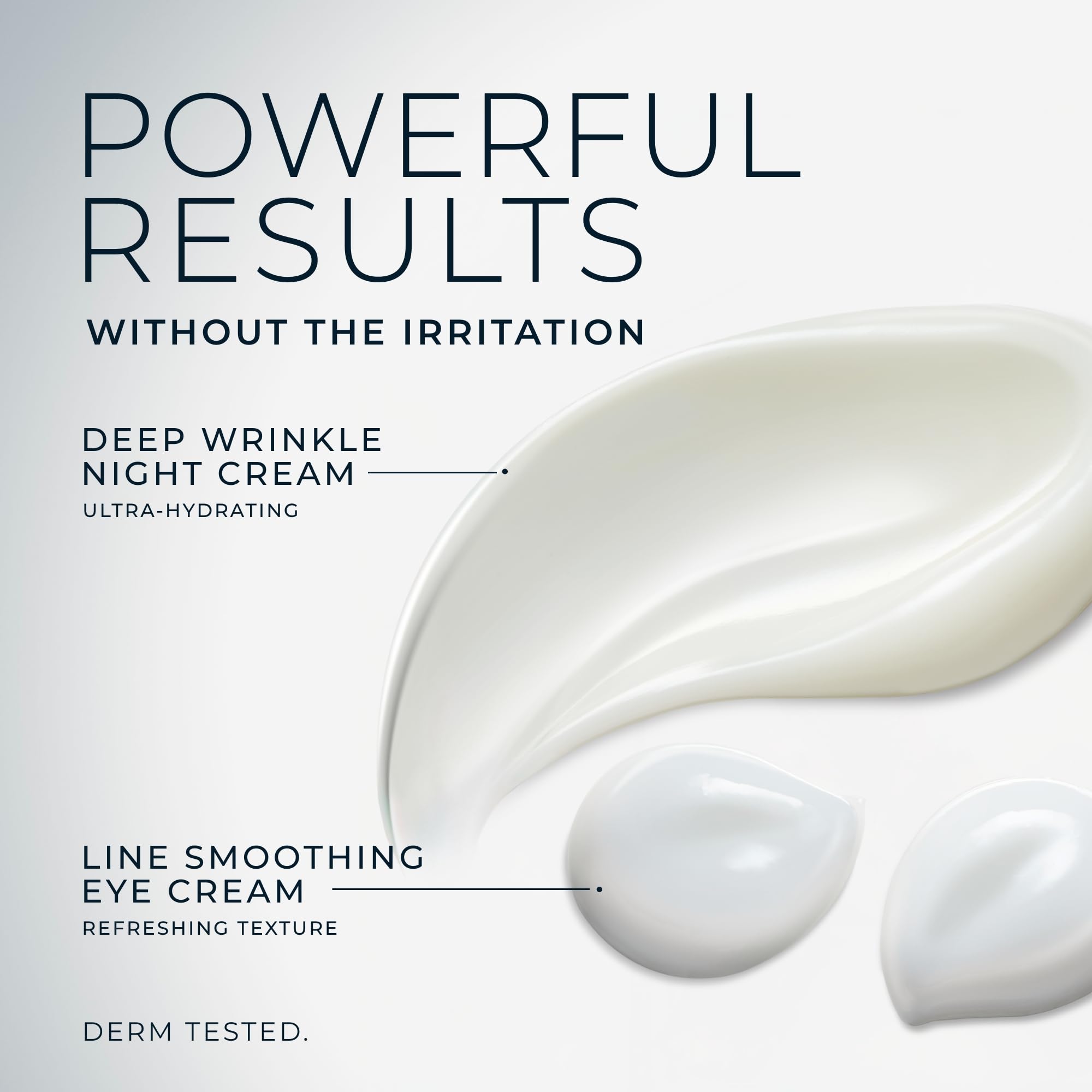 RoC Retinol Correxion deep wrinkle night cream and under eye cream set in a skincare moisturizer product image.
