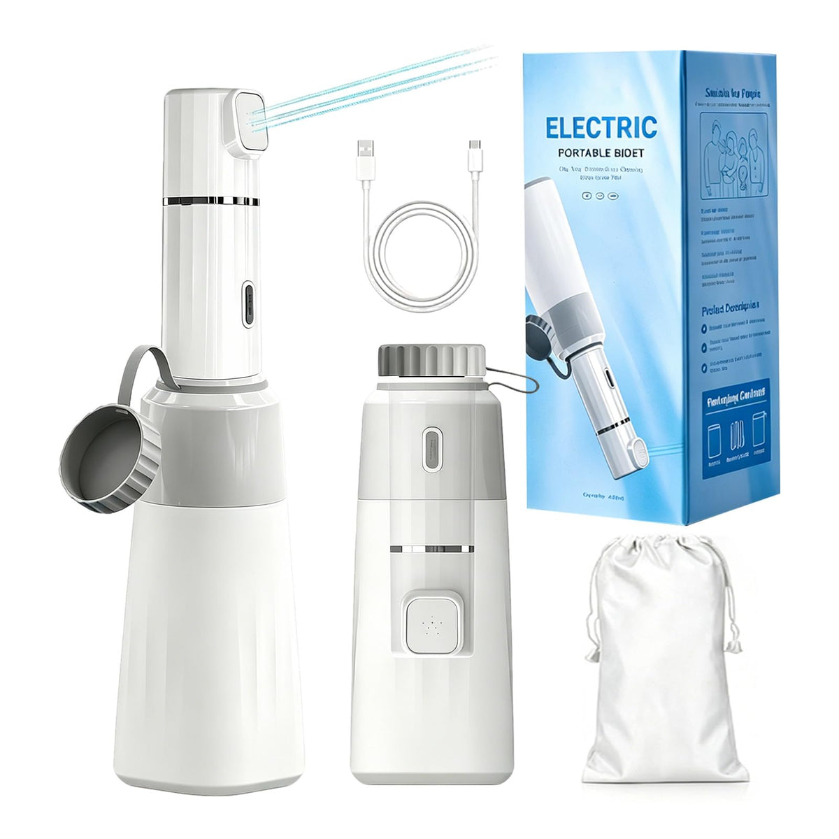 JSDQQG Portable Bidet for Travel, Handheld Bidet Sprayer for Toilet, Electric Portable Bidet for Women Men,450ML Peri Bo