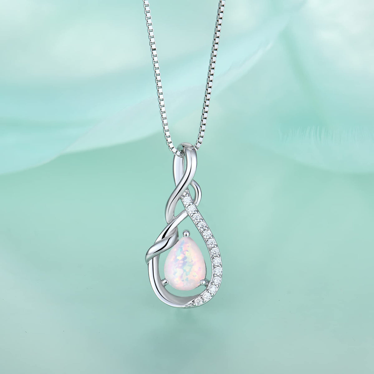 STARCHENIE Infinity Teardrop Necklace for Women 925 Sterling Silver Pendant Birthstone Jewelry – full view