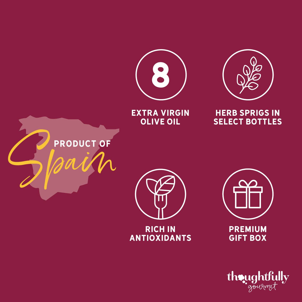 Thoughtfully Spice Infused Olive Oil Gift Set, Spanish Extra Virgin Collection, Set of 6 – product photo (Olive)