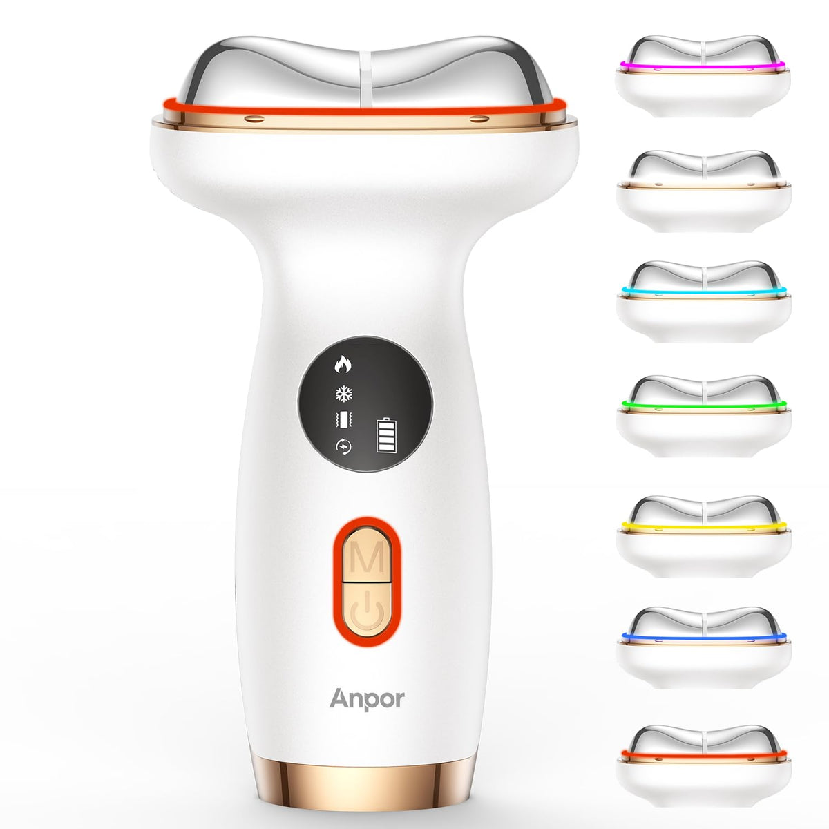 Anpor 7-in-1 Facial Massager for Face and Neck w/Heat & Cold (Pearl White) – product photo (Handheld Massagers)