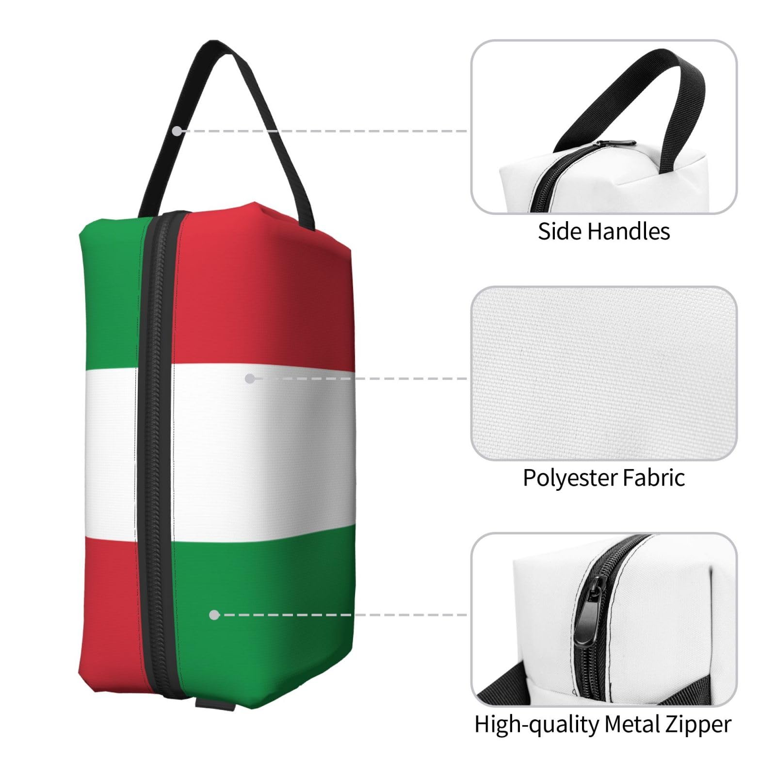 SXZVVBN Italian flag travel toiletry bag made of durable Oxford cloth, large capacity makeup and cosmetic organizer with multiple compartments.