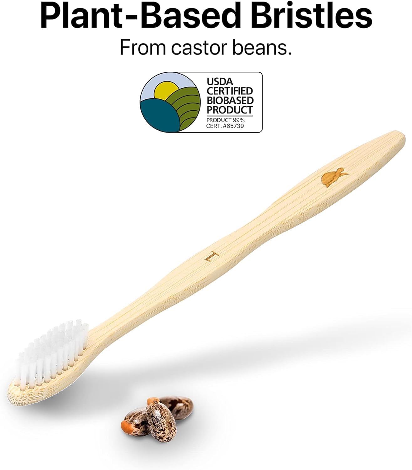 Sea Turtle bamboo toothbrushes in a 4-pack with soft plant-based bristles, eco-friendly and sustainable oral hygiene tools.