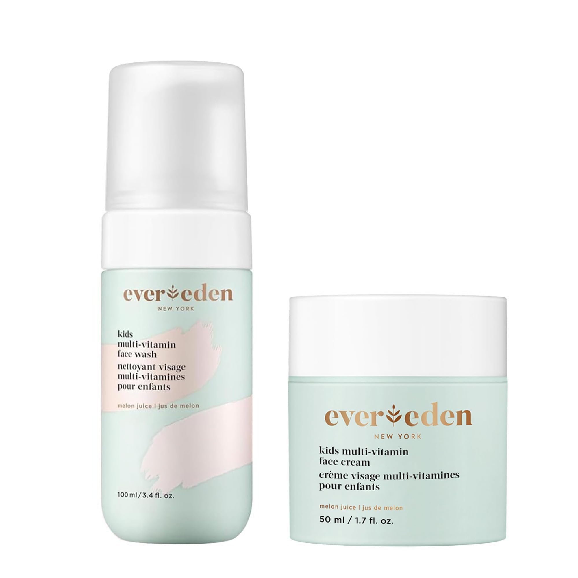 Evereden Kids Multi-Vitamin Face Wash & Cream Set, Vegan, Melon, - Product Imagery