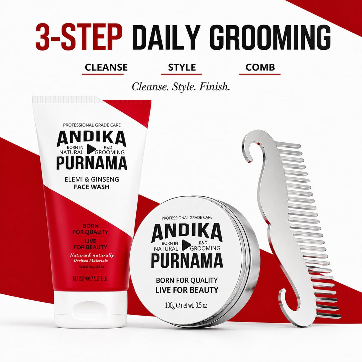 abablata Men's Grooming Kit with Face Wash & Hair Styling Paste, 2-Piece Gift Set – close-up detail