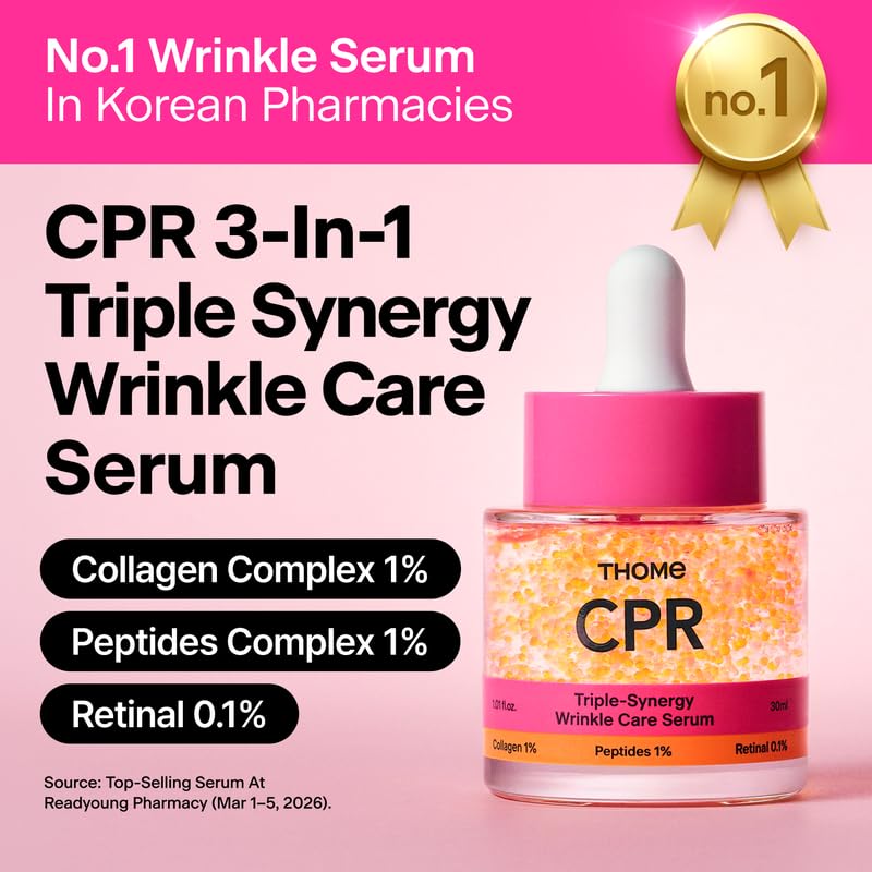THOME collagen, peptide, and retinal serum in a 1.01 fl oz bottle, designed to reduce fine lines and wrinkles.