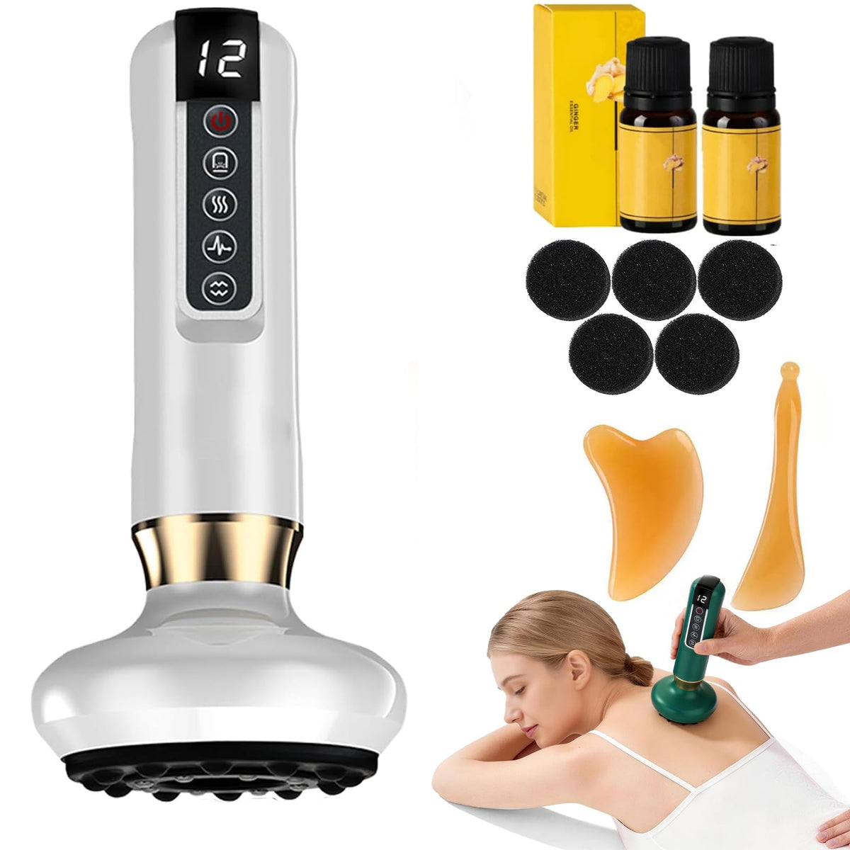 Goticc Lymphatic Drainage Massager Electric Cupping Massager with Heat Vibration and Red Light, 12 Level Suction Body Ma