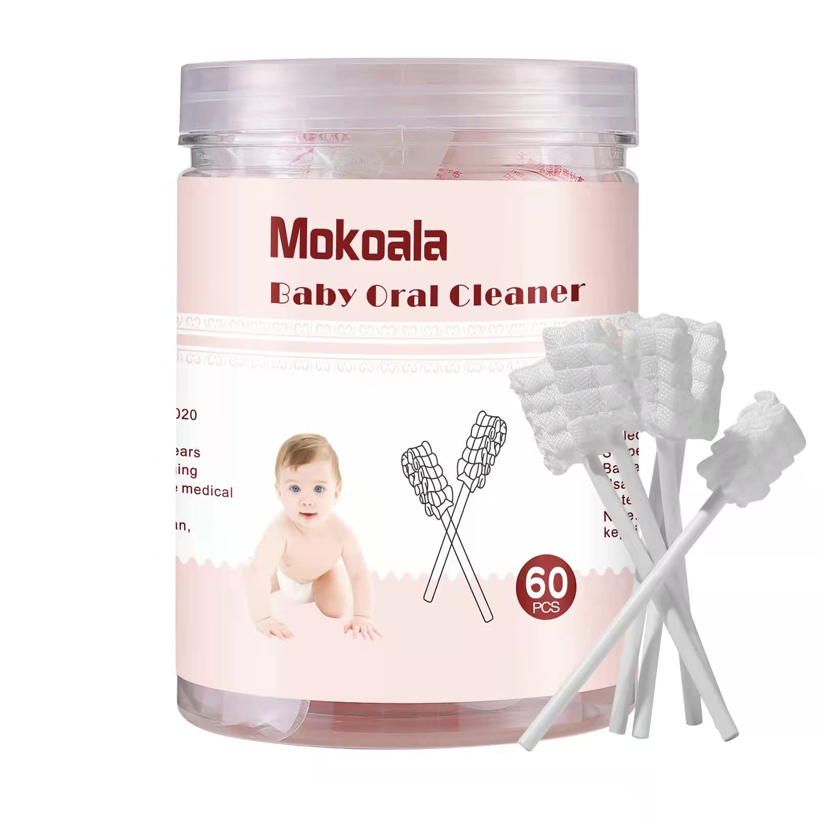 60Pcs Baby Tongue Cleaner Baby Toothbrush Disposable Oral Cleaner - Product Imagery