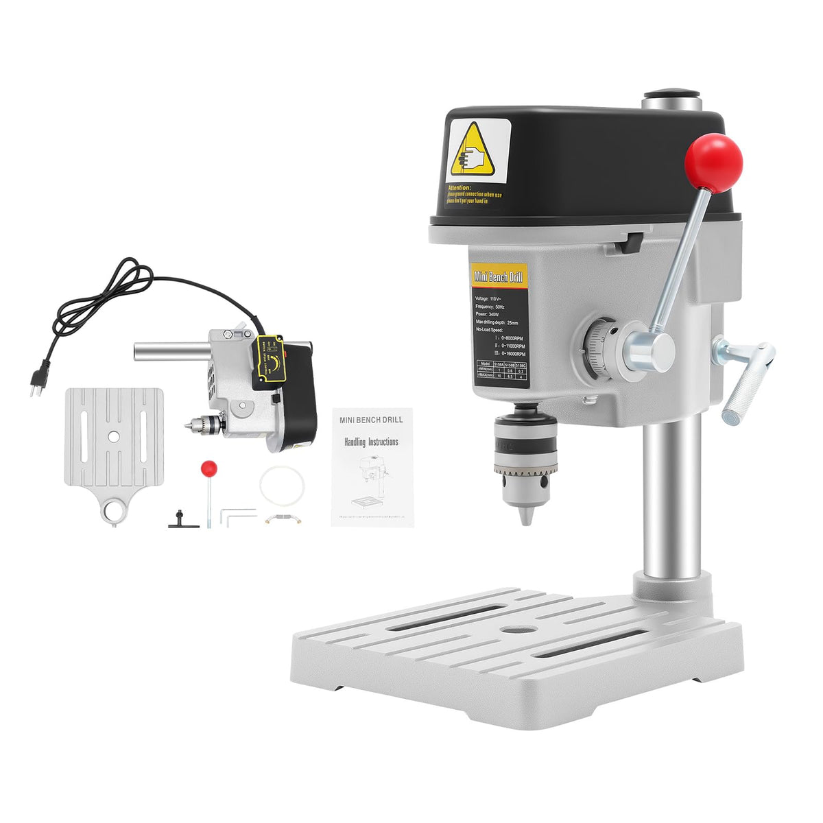 ZAWAYINE Mini Benchtop Drill Press,Electric Bench Wood Drilling Machine Drill Press Table Adjustable 3 Speed for Wood, M