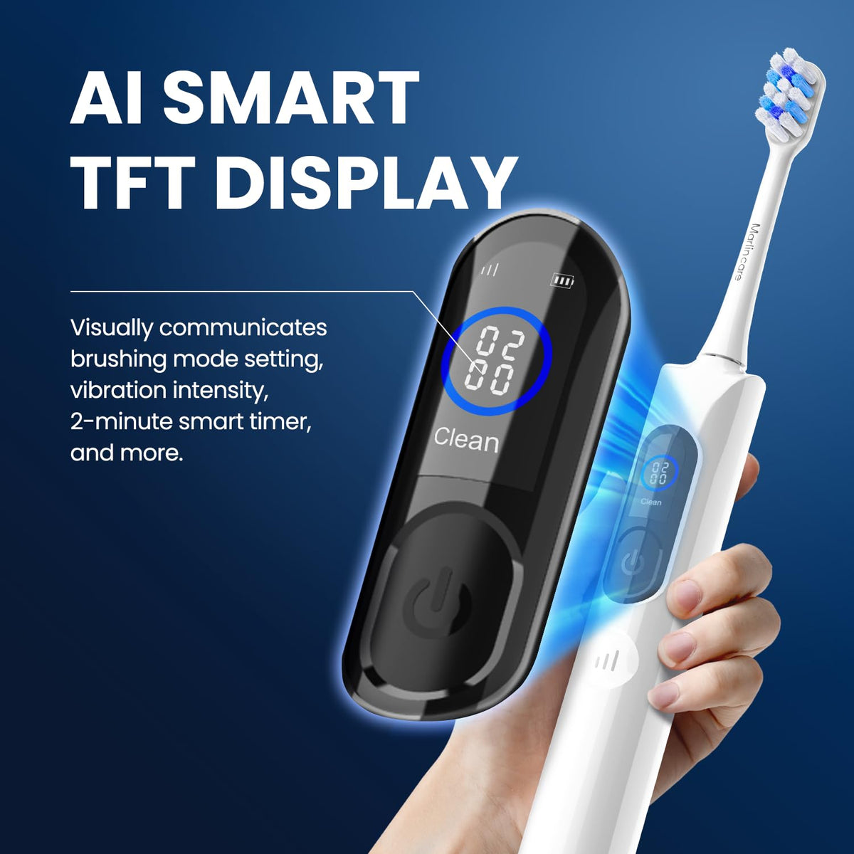 Electric Toothbrush with Pressure Sensor White - Marlincare Official Imagery - 3