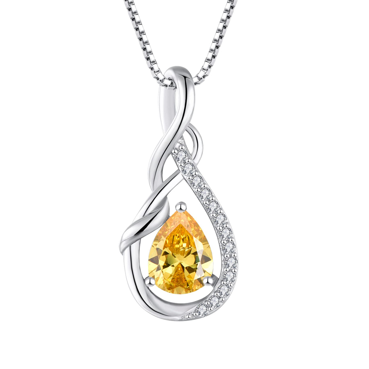 STARCHENIE Infinity Teardrop Necklace for Women 925 Sterling Silver Pendant Birthstone Jewelry – 11-Nov-Yellow