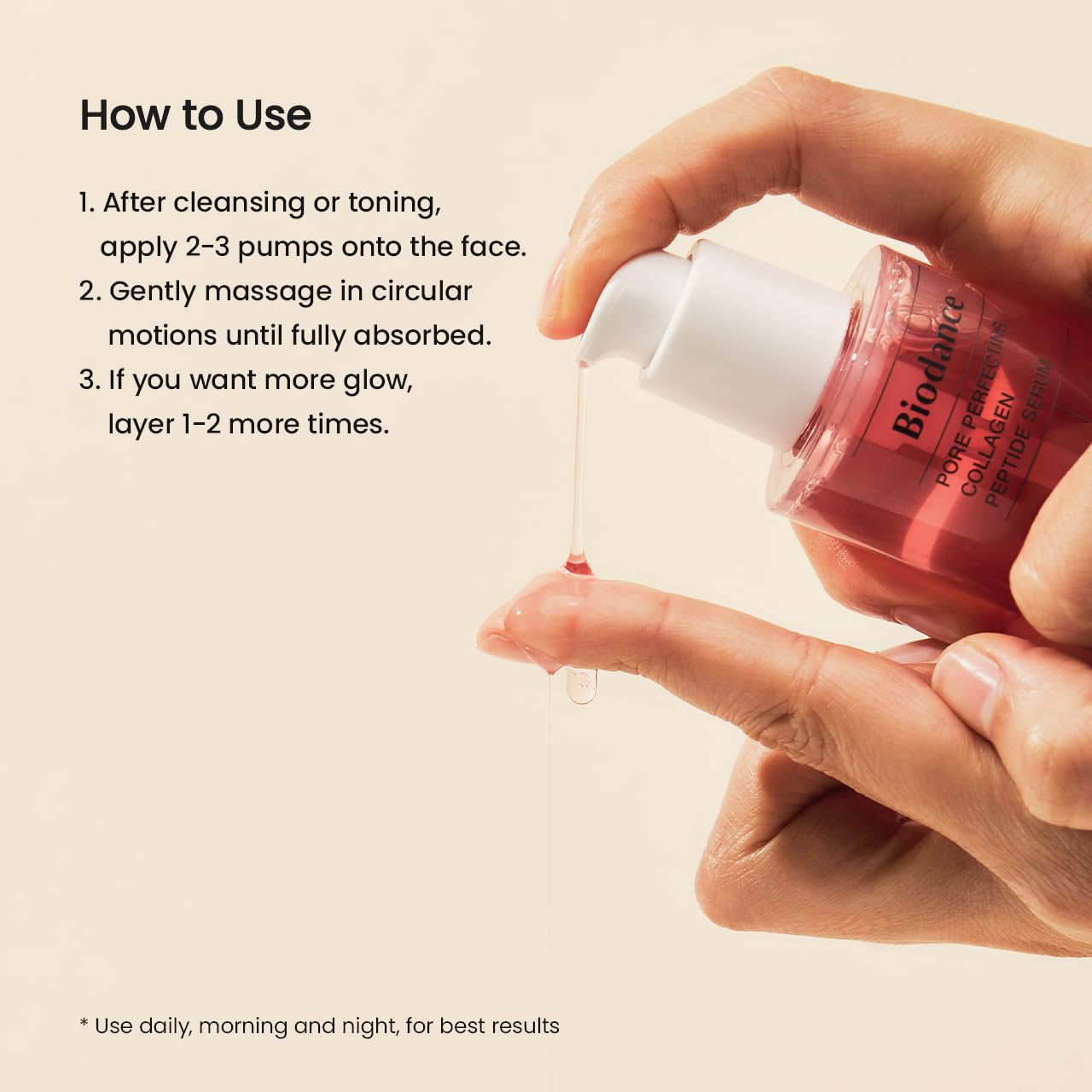 BIODANCE Pore Perfecting Collagen Peptide Serum 1oz, clear bottle with dropper, showcasing the skin serum product.