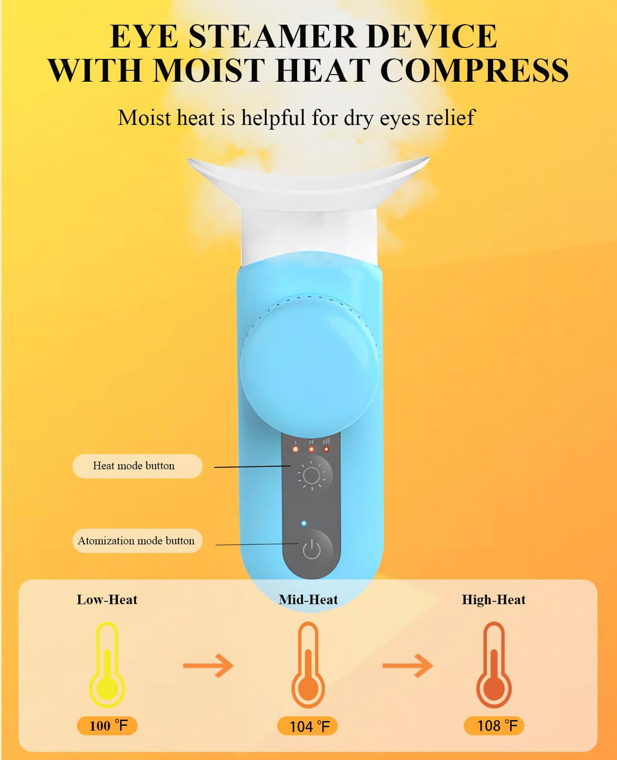LIZICH Heated Nano Eye Mist Sprayer,Portable Eye Mister with Warm Compress Moist Heat for Relief Dry Eyes and Stye,Eye D
