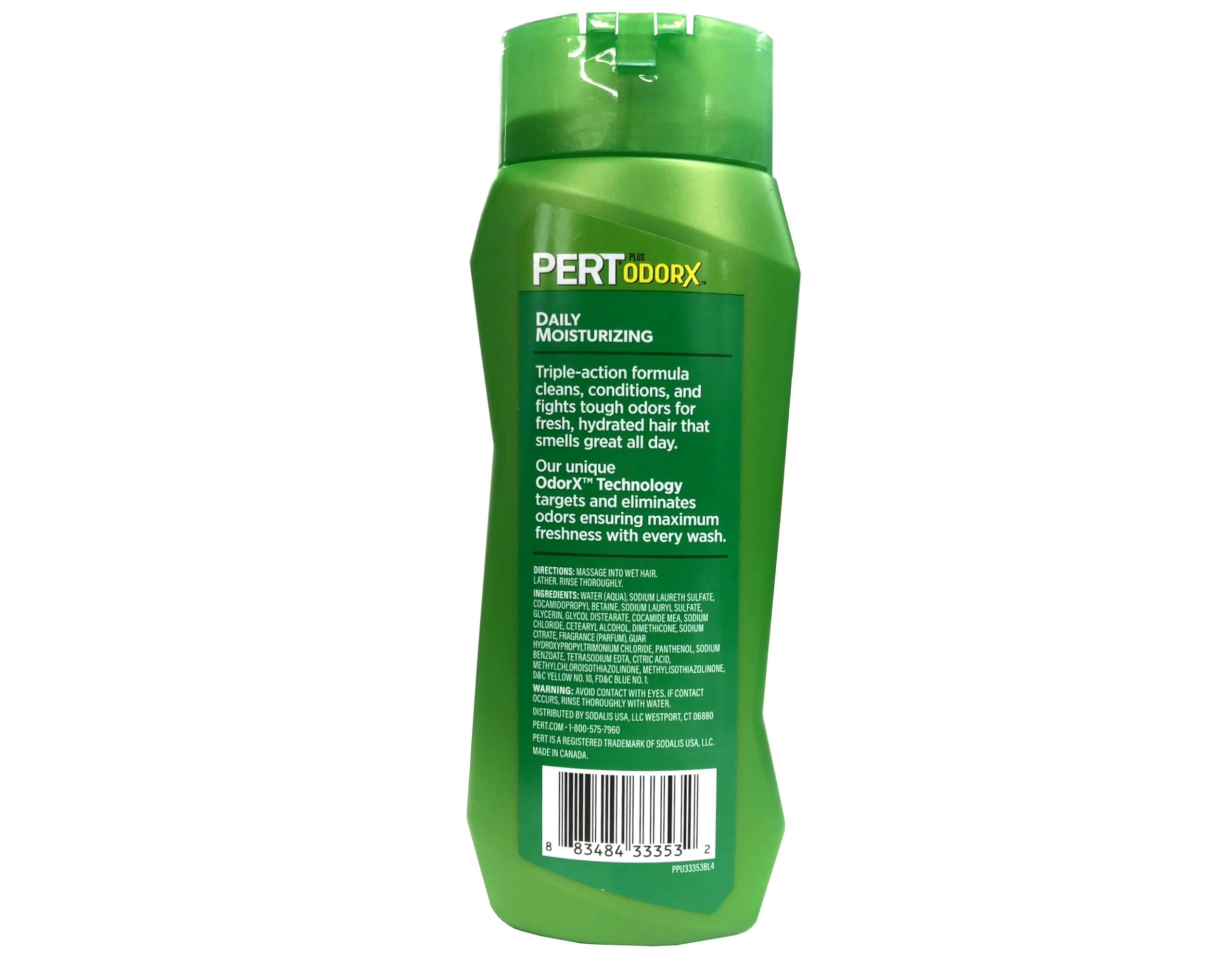 Pert Plus OdorX 2-in-1 shampoo and conditioner 13.5 oz bottles in a 6-pack, showing the bottles with label details.