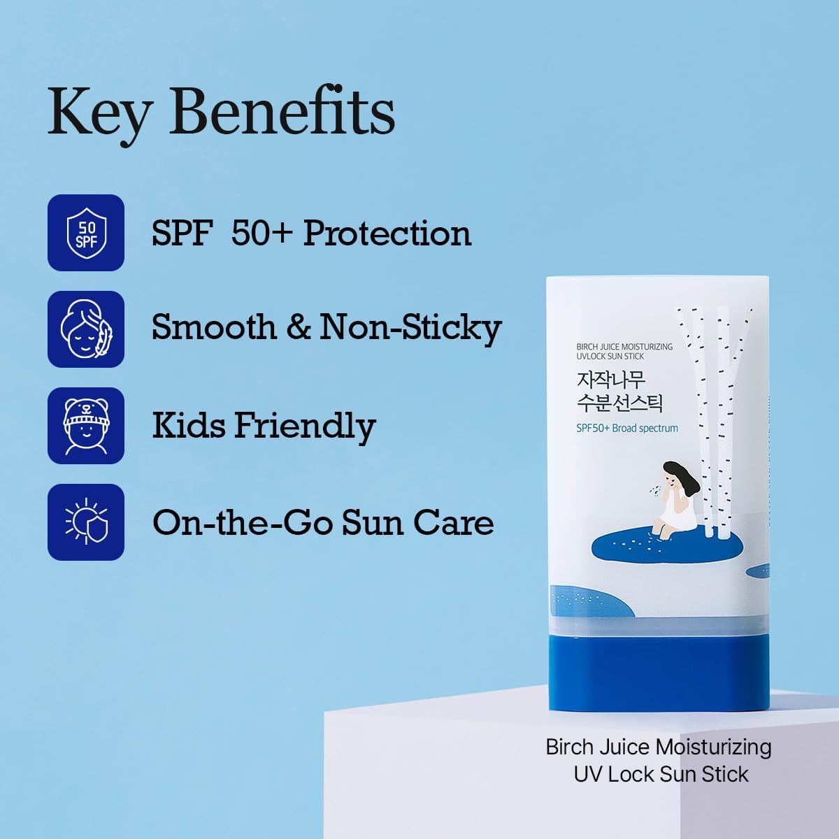 ROUND LAB Birch Juice Moisturizing Sun Stick SPF 50+, 0.67oz – close-up detail