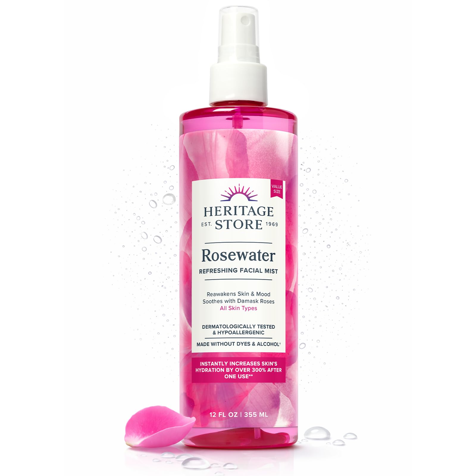 HERITAGE STORE Rosewater Facial Mist, Hydrating Face Spray, 12 - Product Imagery