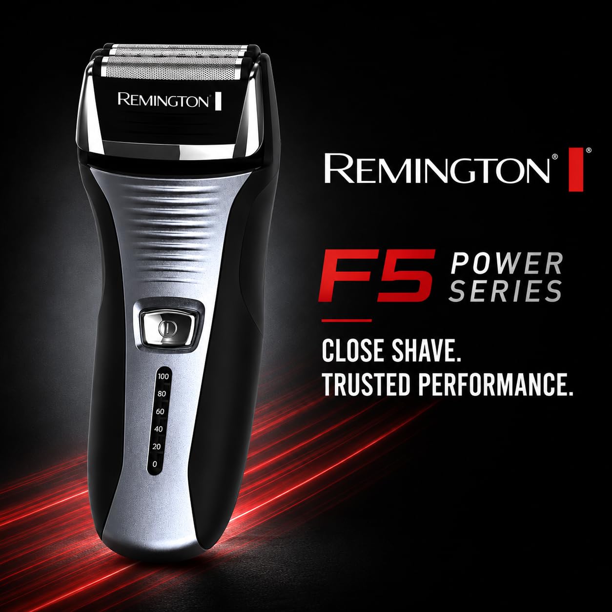 Remington F5 Power Series electric foil shaver for men, cordless rechargeable razor with foil head and ergonomic handle.
