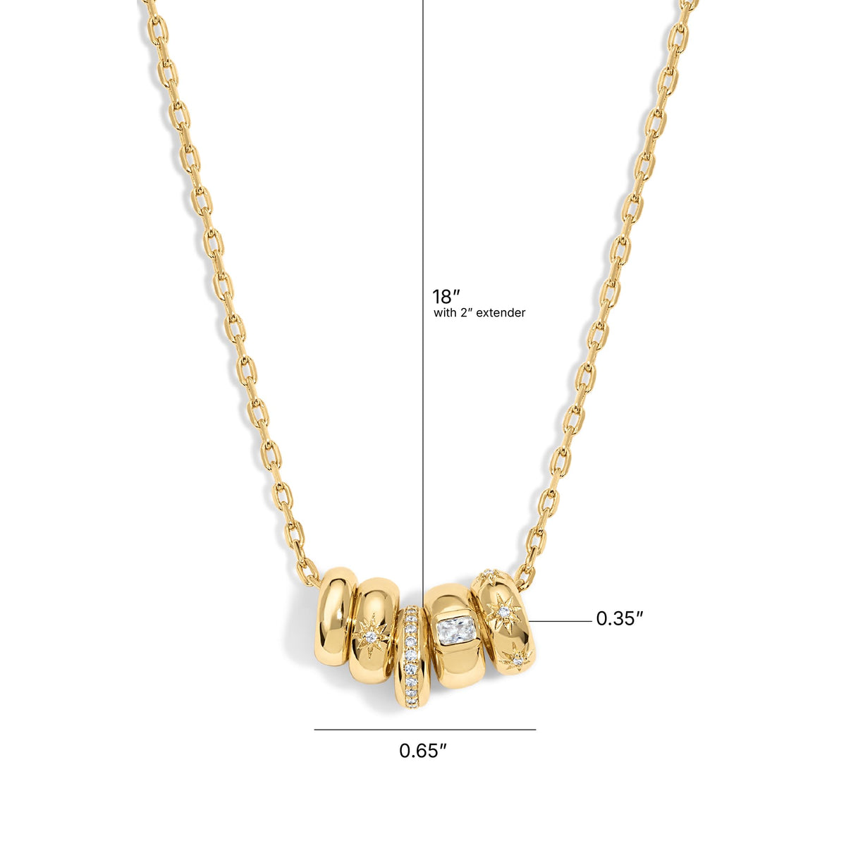 Electric Picks Oak Necklace, 14K Gold Plated Crystal Necklace for Women – back view and specifications