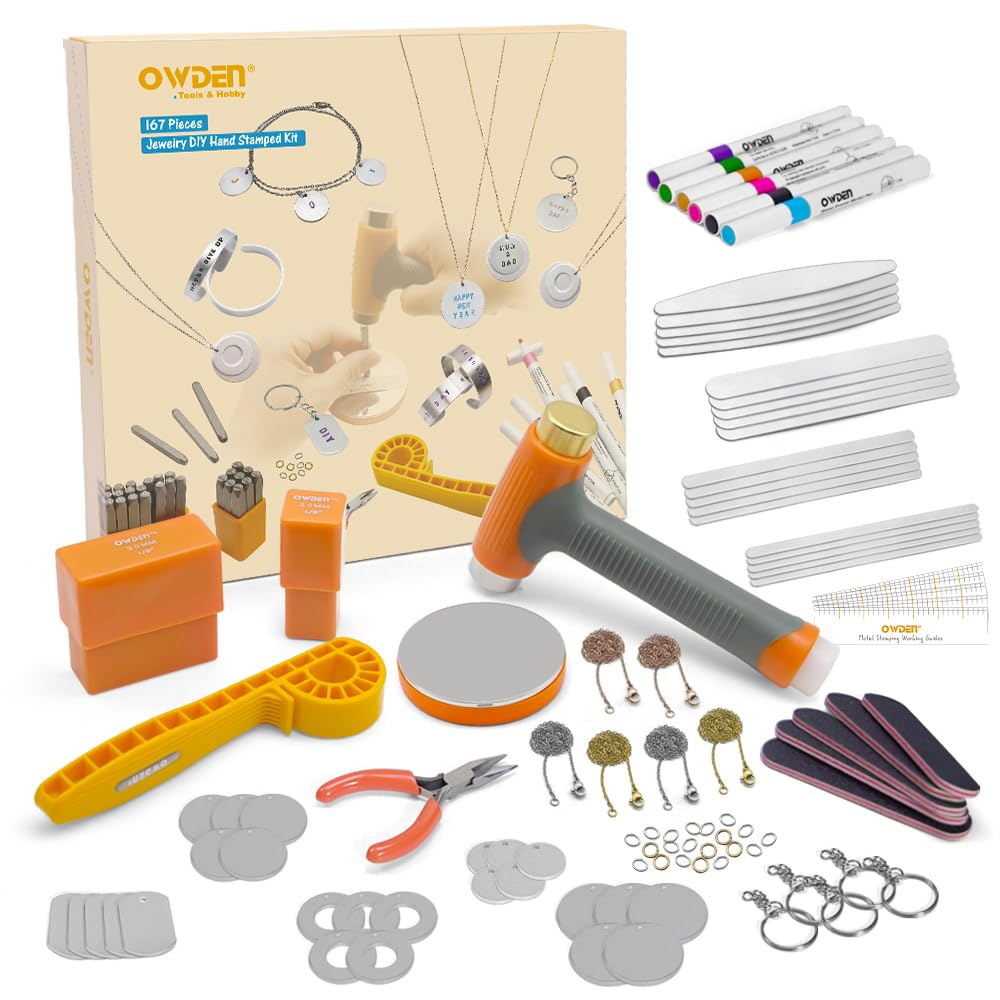 OWDEN 167 Pcs D.I.Y. Hand Stamped Kit，Metal Stamping kit. – Orange