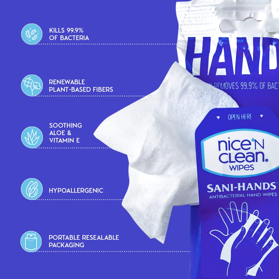 Nice 'N CLEAN Sensitive Skin Wet Hand Wipes 90ct (8-Pack) | Infused with Aloe | Hypoallergenic Wipes More Effective than