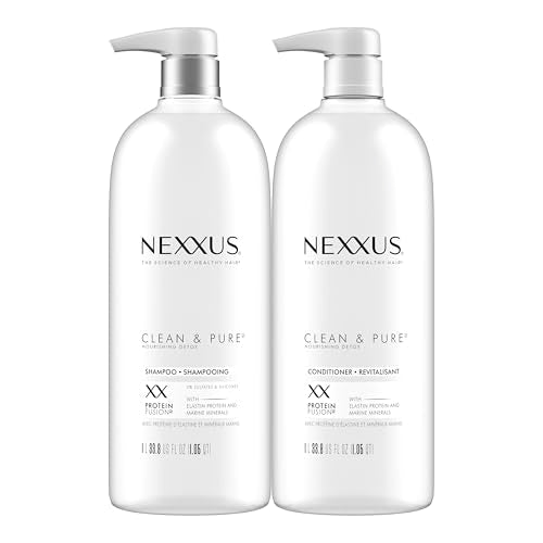 Nexxus Clean & Pure Clarifying Shampoo + Conditioner Set 33.8 oz 2 ct – Aluminum Free, Formaldehyde Free, Paraben Free, 